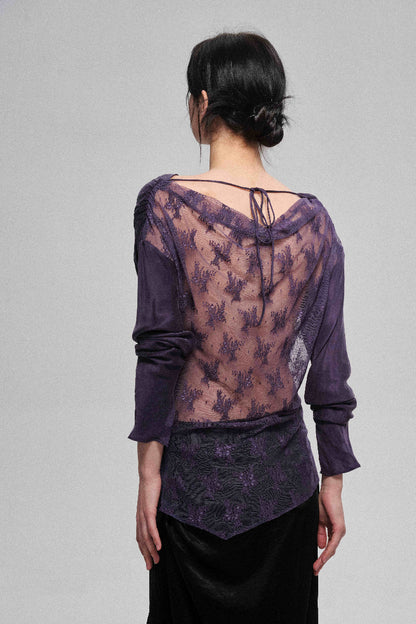 Viscose blend elegant sheer back top