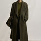 Wool blend alpaca peak lapel overcoat with scarf | 3color