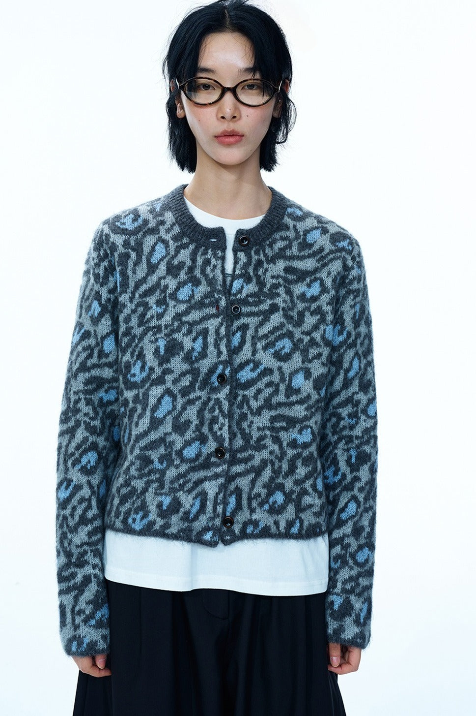 Alpaca blend leopard print cardigan | 2 color