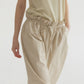 100% cotton crisp feel peplum waist pants | 4 color