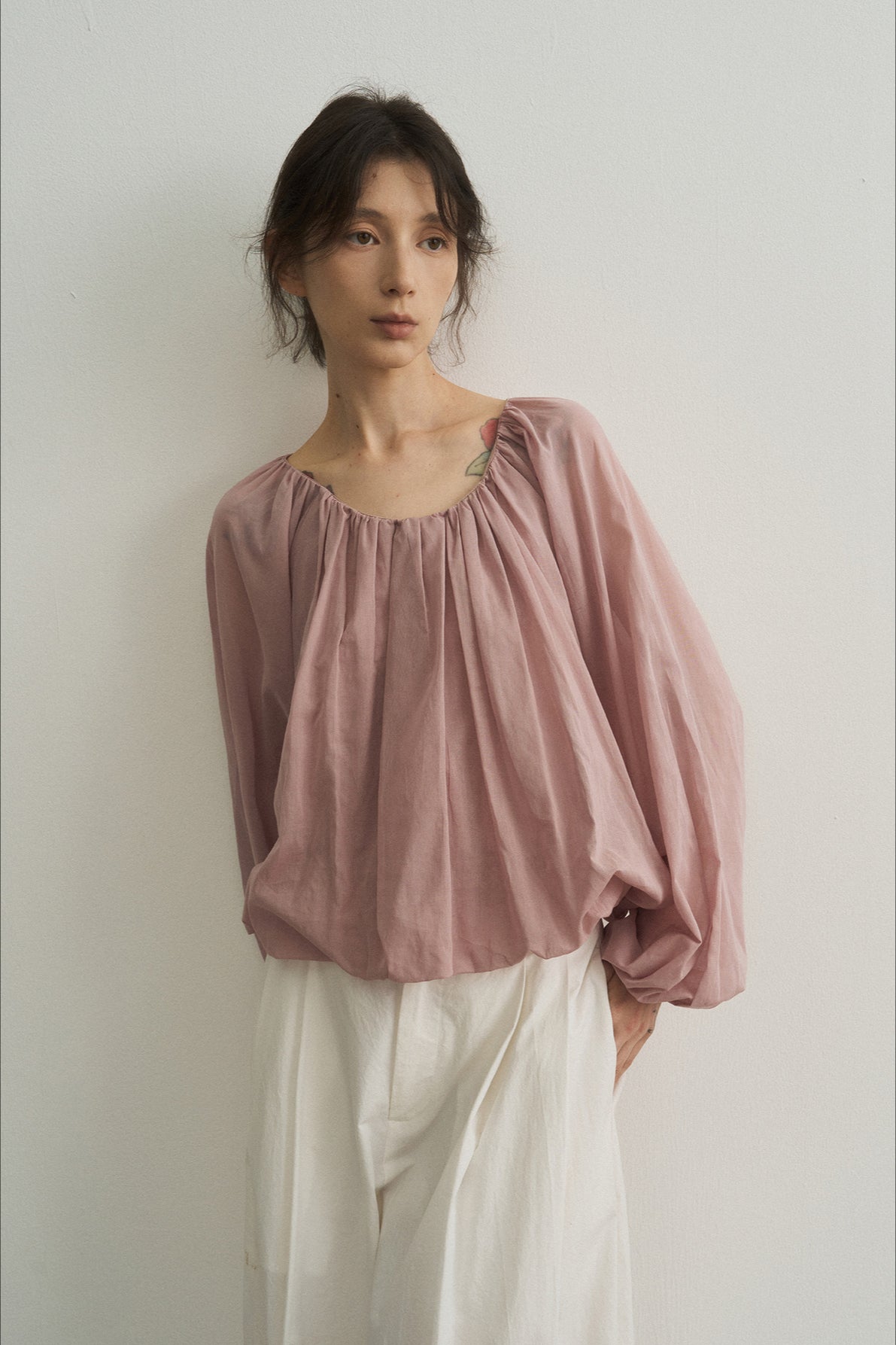 100% cotton semi-sheer blouse | 4 color