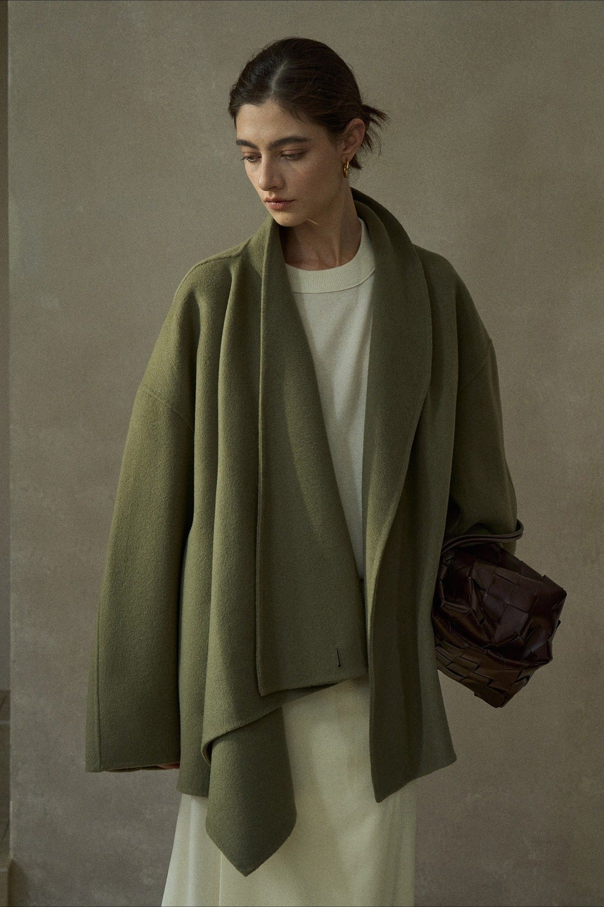 Wool riched loose fit drape collar jacket | 3 color