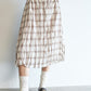 Linen-cotton crinkled elastic waist check skirt | 2 color