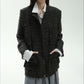 Wool blend textured fringed tweed jacket | 2 color