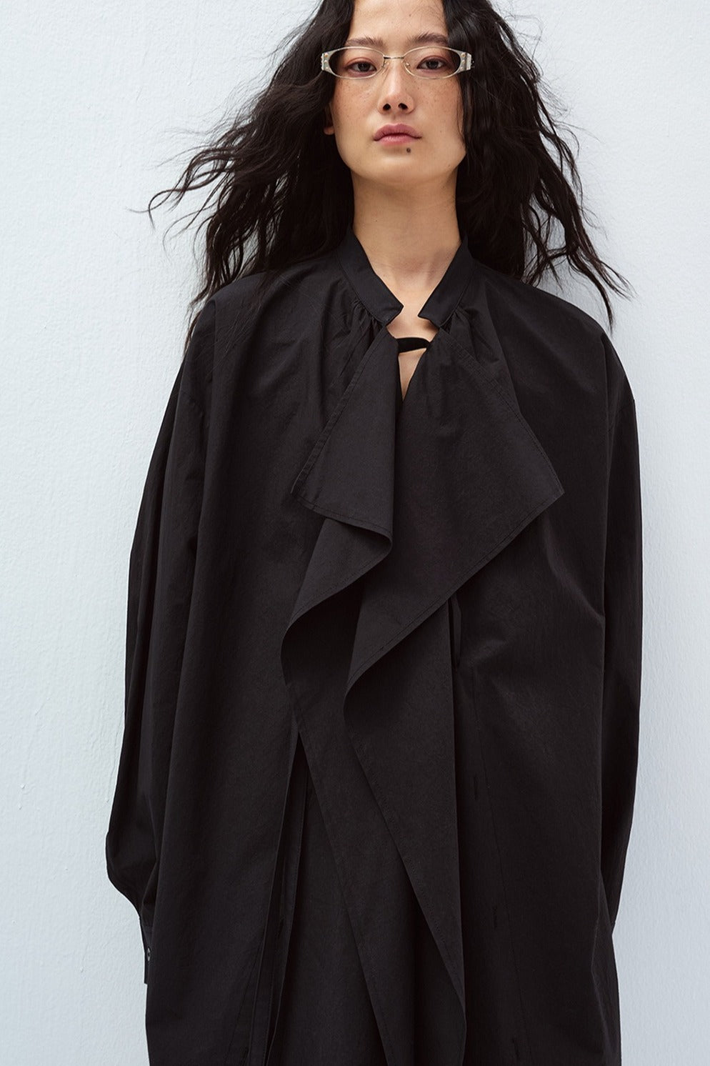 Camisa oversize con paneles drapeados de algodón lavado | 3 colores