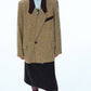 Wool blend loose-fit contrasting design jacket | 2 color