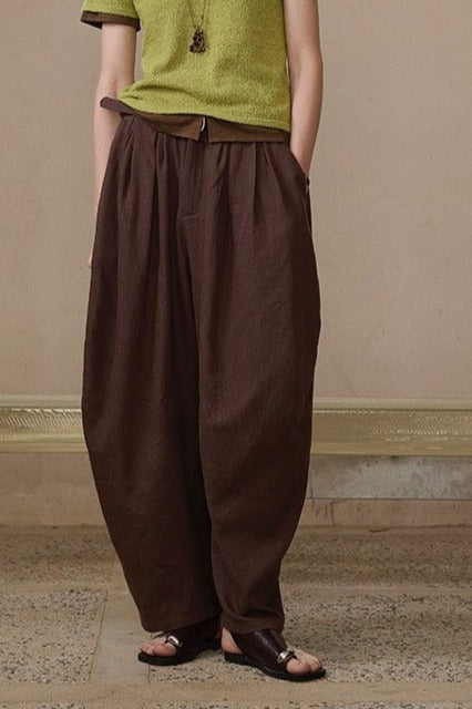 Pantalones holgados de corte capullo con cinturón | 2 colores