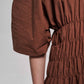 Customizable Pleated waist puff-sleeved dress | 2 color