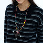 Wool blend loose-fit striped polo sweater | 4 color