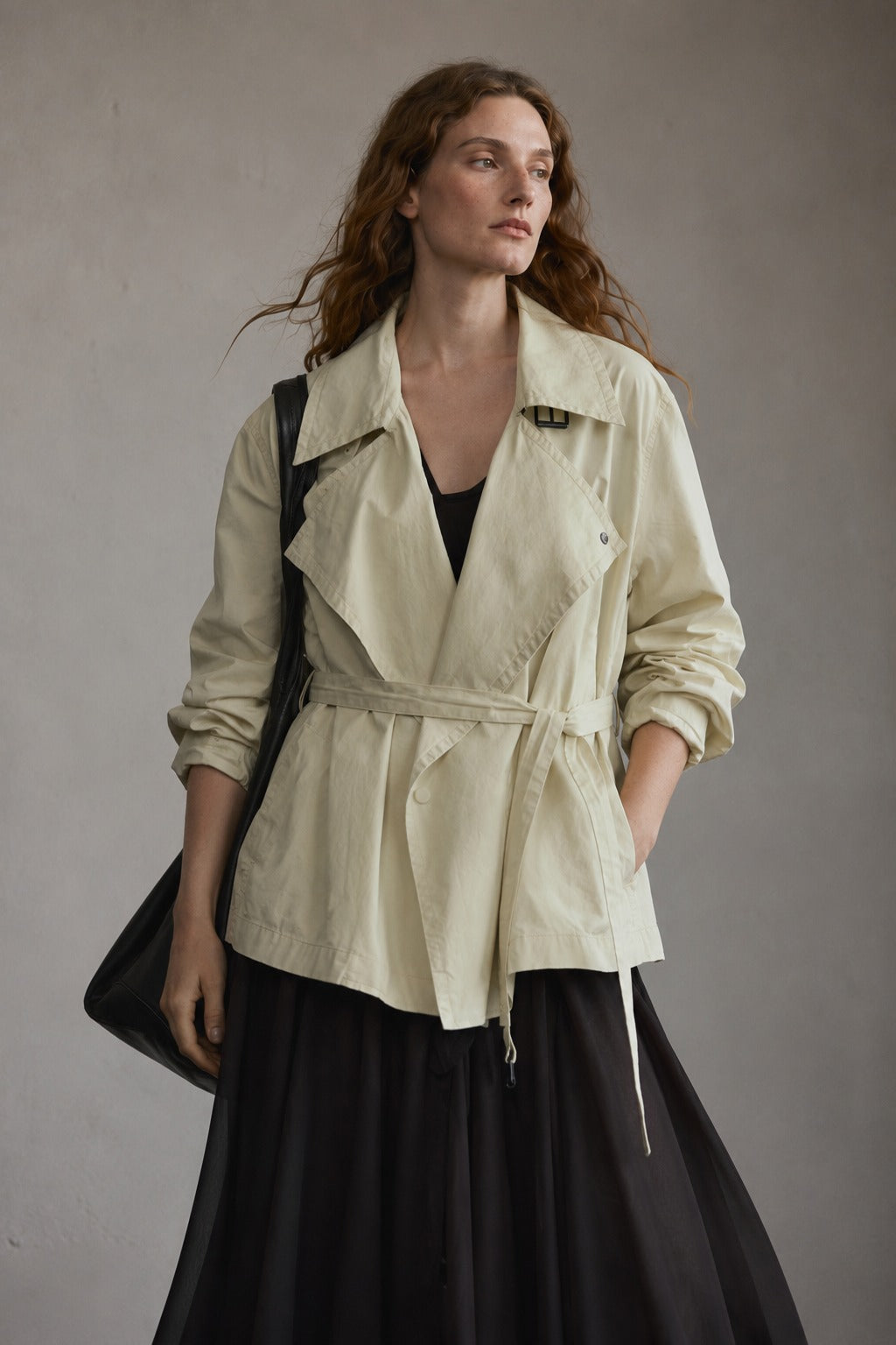 Cotton coated midi trench coat | 2 color