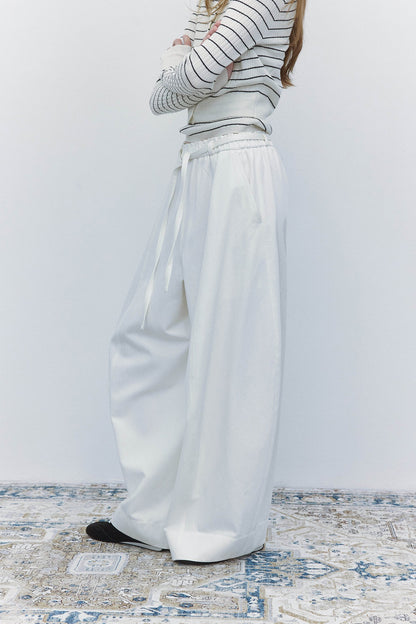 Lyocell-cotton lantern shape relaxed-fit pants | 6 color