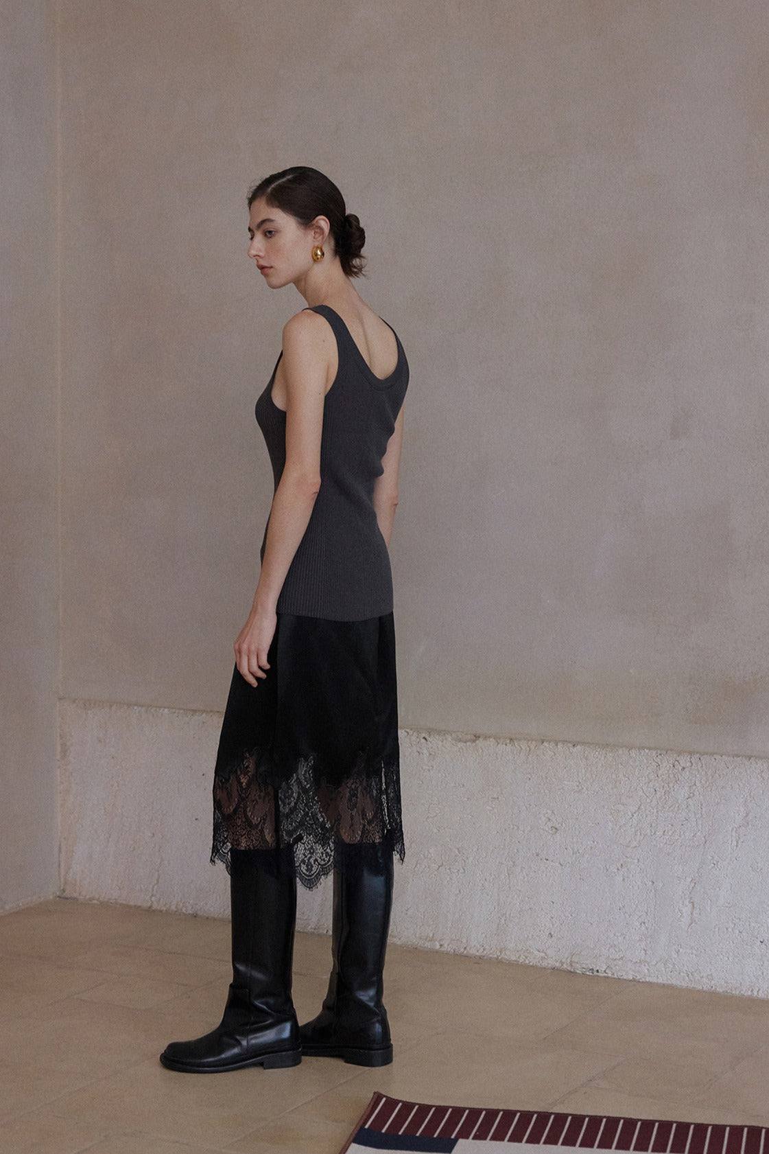 Acetate elegant lace embroidery edge skirt | 4 color