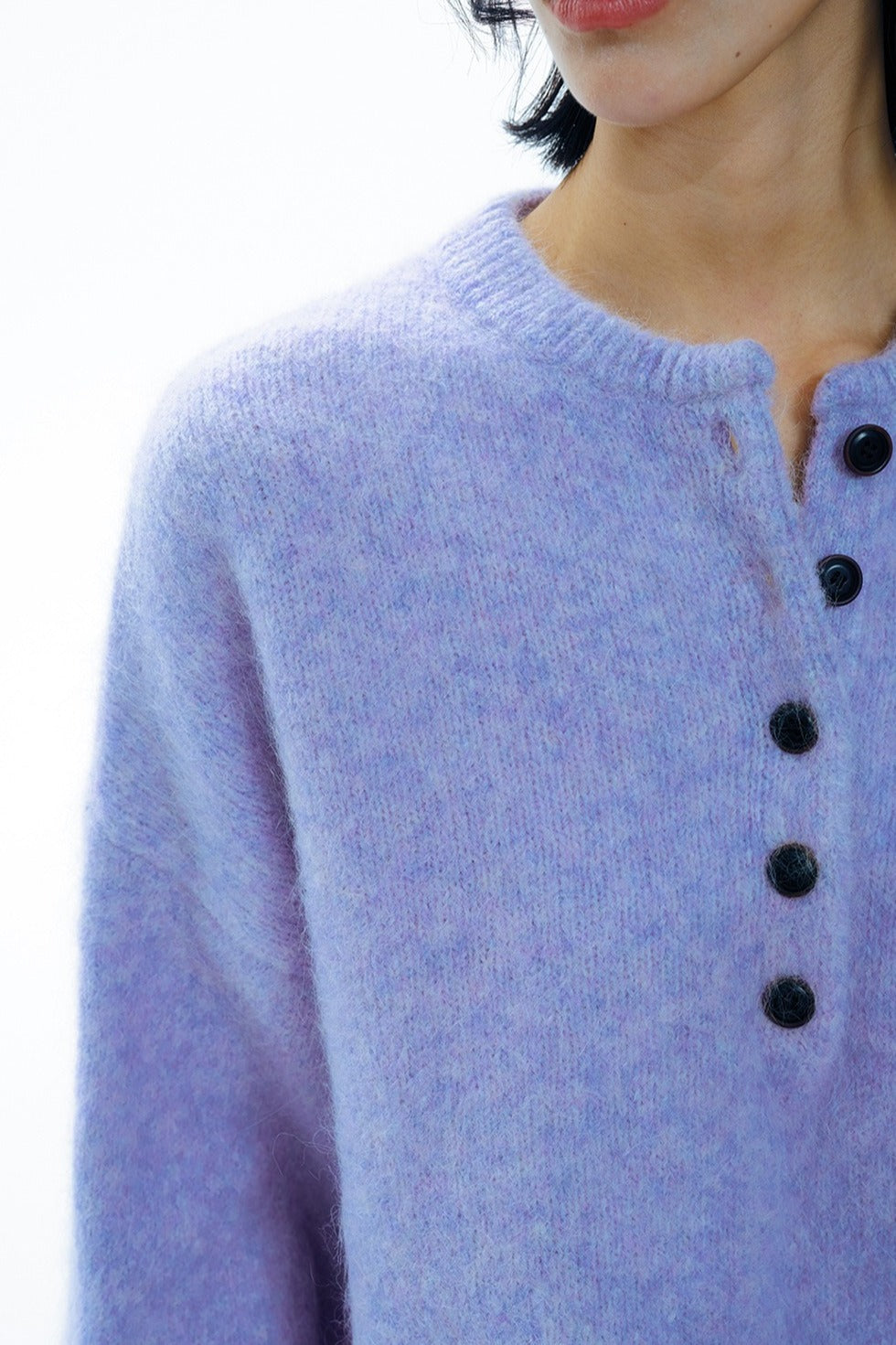 Alpaca blend henley pullover sweater | 5 color