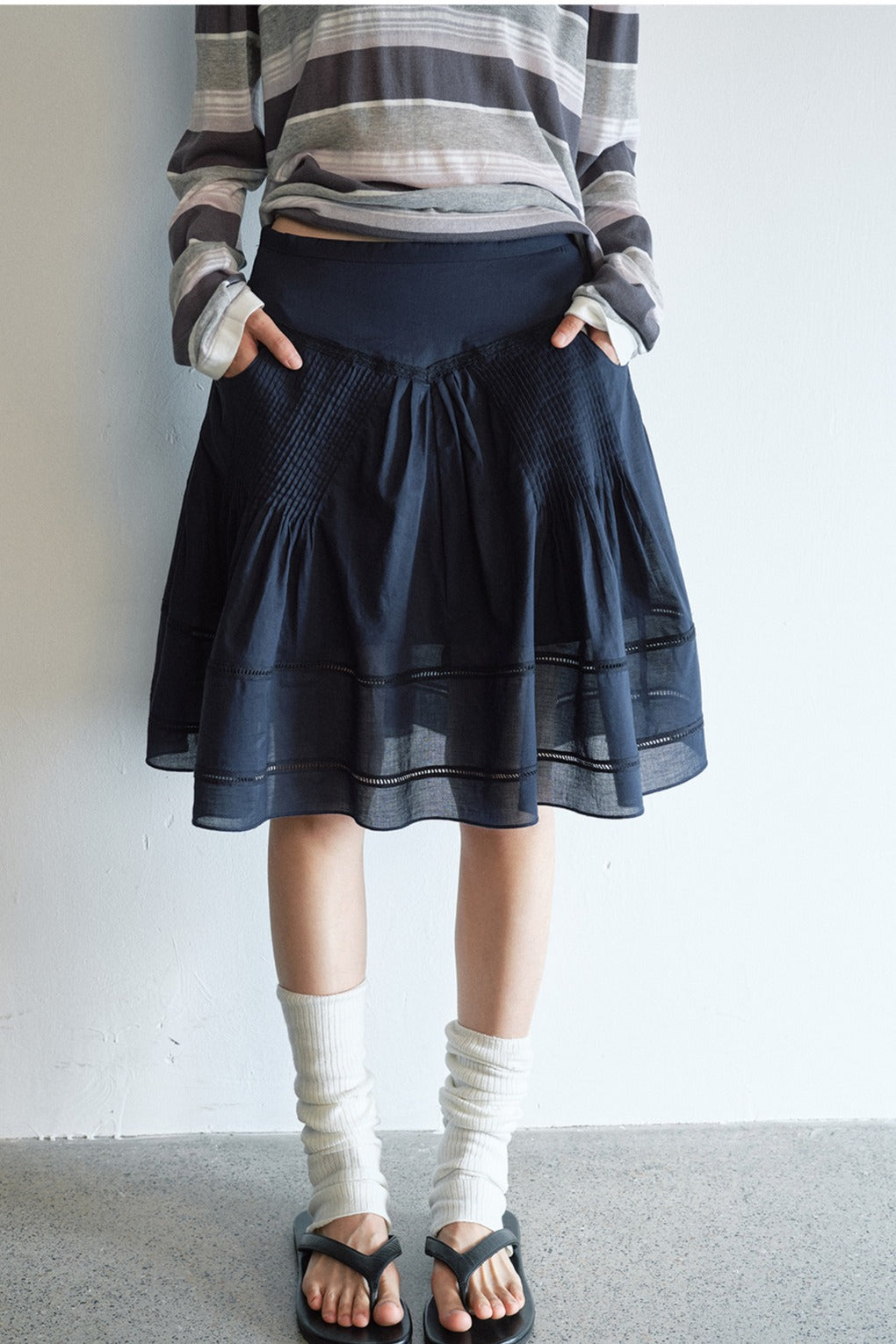 100% cotton pleated skirt with lining | 3 color
