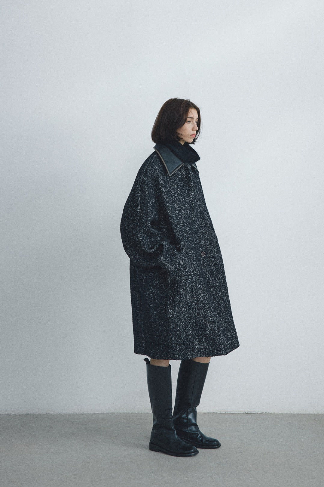 Wool blend PU collar coat | 2 color