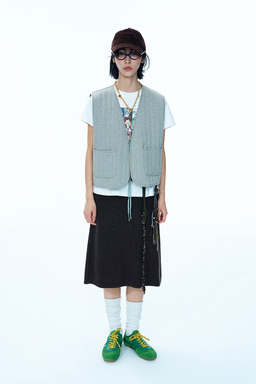 100% wool A-line straight skirt | 3 color