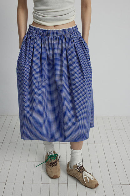 100% cotton laid-back plaid skirt | 2 color