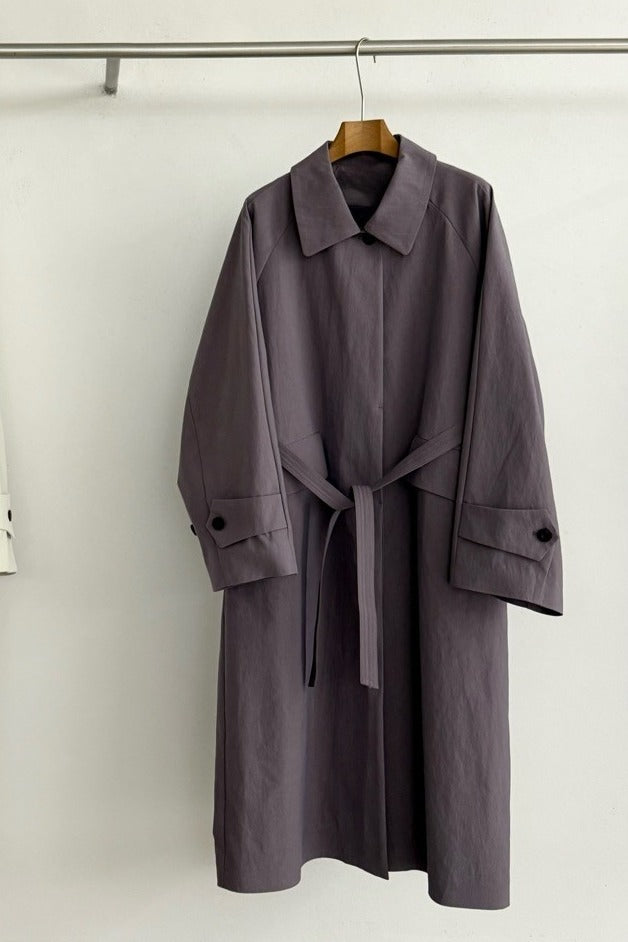 Cotton blend relaxed fit trench coat with a belt |  2 color