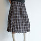 Linen-cotton crinkled elastic waist check skirt | 2 color