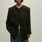 Wool blend textured fringed tweed jacket | 2 color