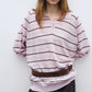 Wool blend mid-length stripes polo knitwear | 4 color