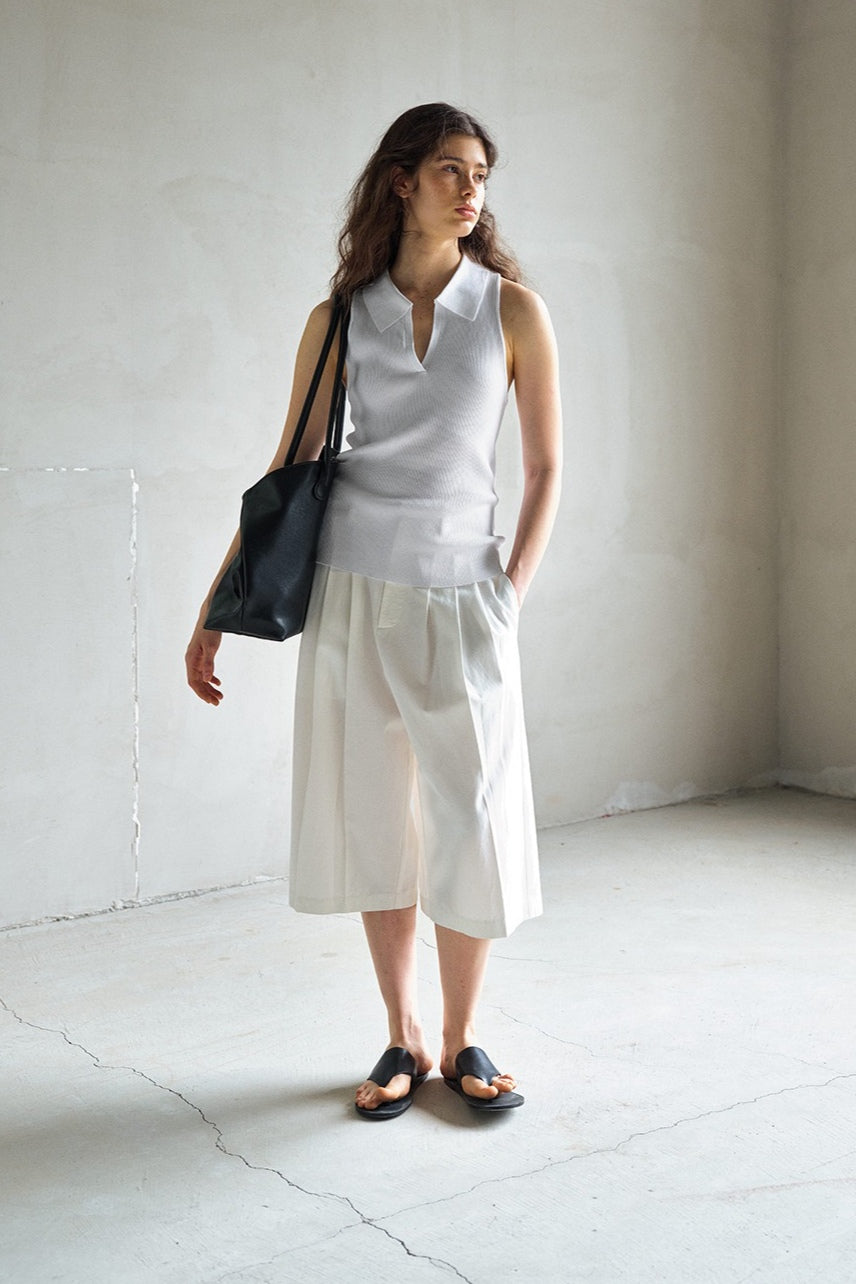 Pantalon large court en viscose et coton | 3 couleurs