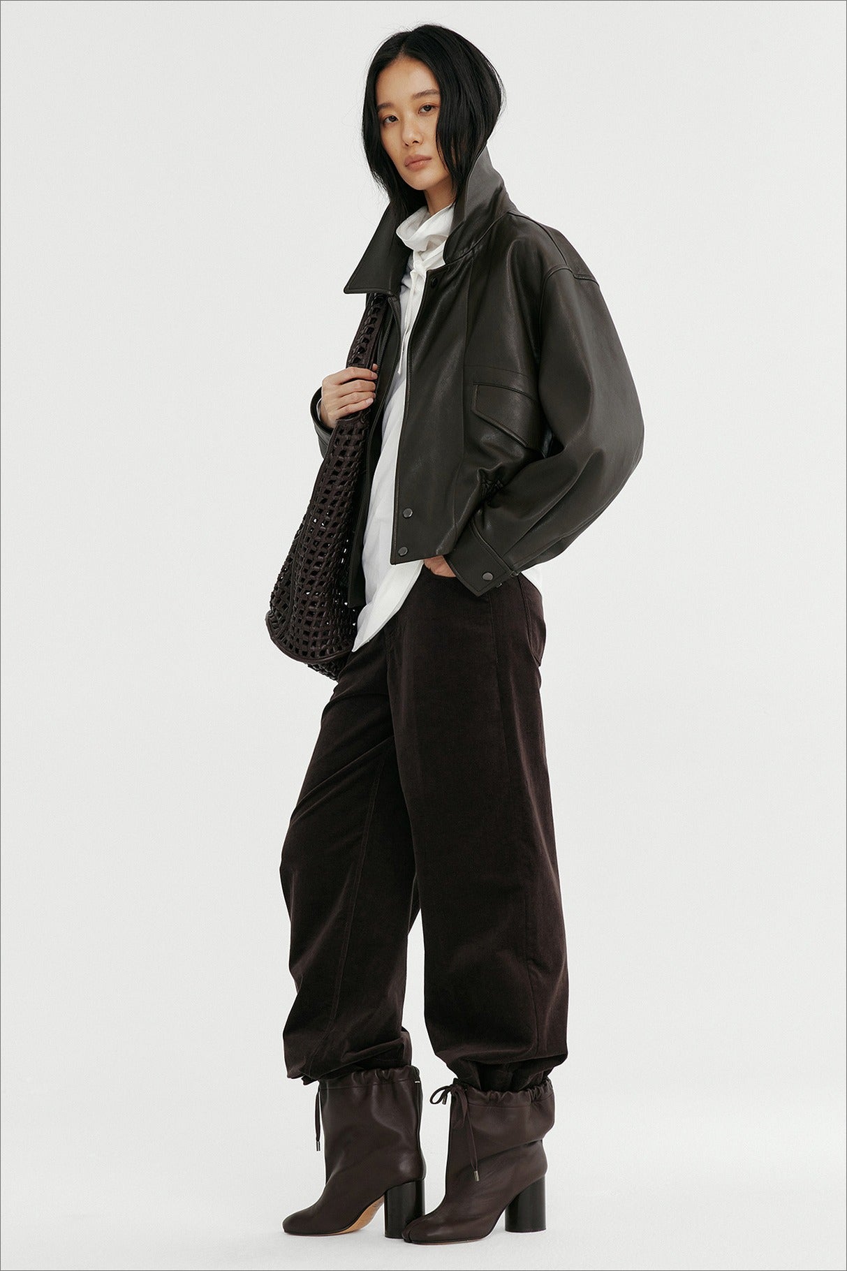 PU silhouetted retro style jacket | 2 color