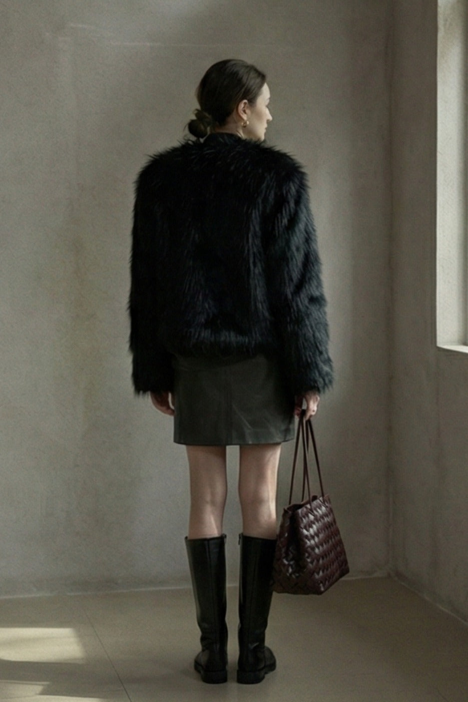 Fluffy raccoon fur double-sided woven jacket | 5 color