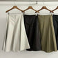Smooth big hem A-line PU skirt | 4 color