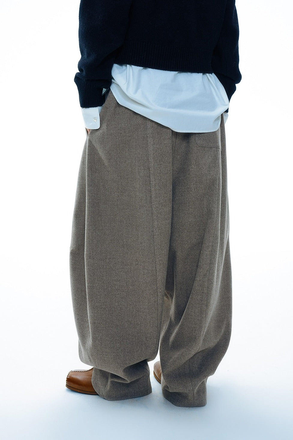 Thick ankle-skimming ultra wide-leg cocoon pants | 4 color