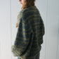 Alpaca blend striped long-hair polo sweater | 4 color