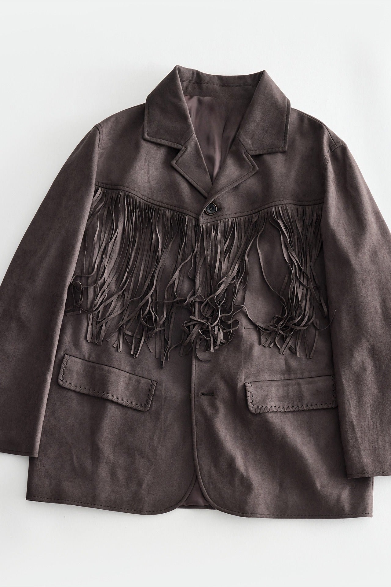 Suede texture fringe blazer | 2 color