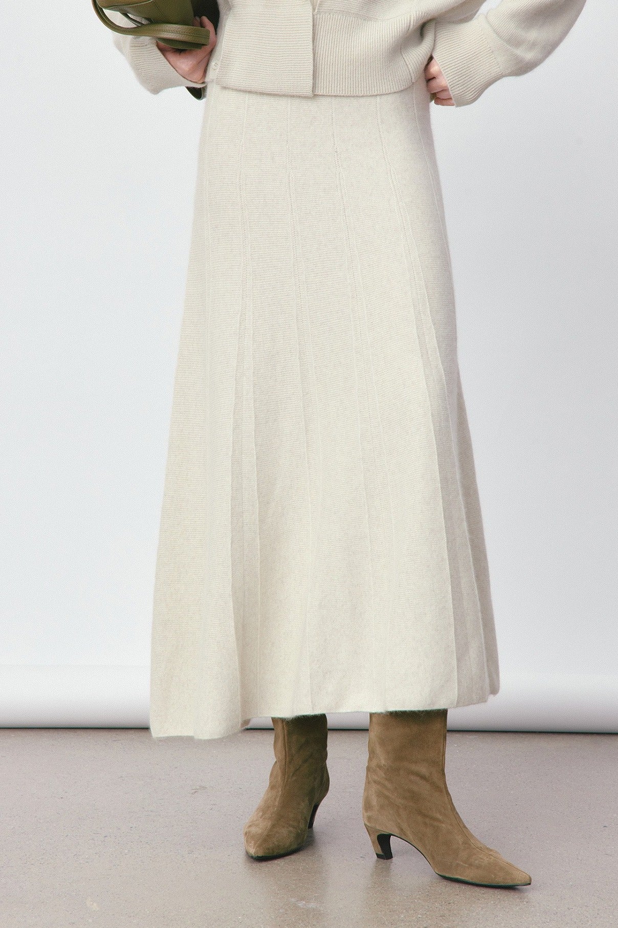 Wool blend soft elegant fishtail hem skirt