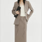Collarless sleek fit defined waist blazer with padded shoulders | 2 color