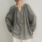 Raime blend Lyocell pleated sheer blouse | 3 color