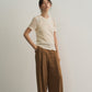 Lyocell blend brushed textured wide leg pants | 5 color