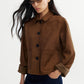 Vintage style fuzzy texture cropped short jacket