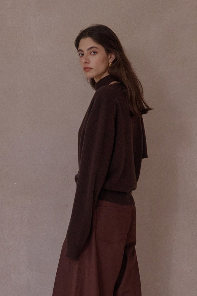 100% wool loose fit V-neck cardigan with a tie | 8 color