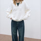 Cotton blend vintage style balloon-fit jeans | 2 color