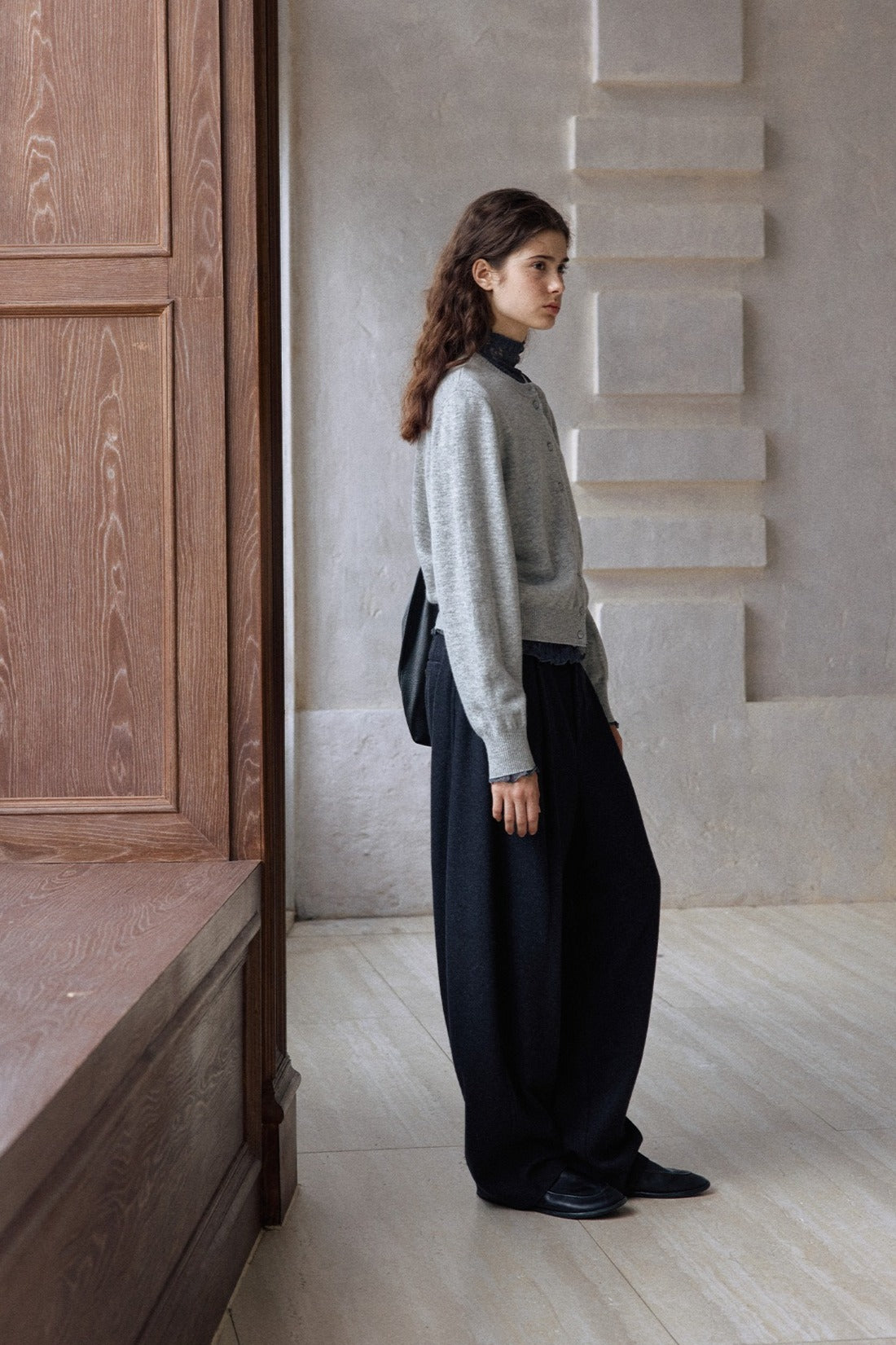 Wool blend wide-leg banana casual pants | 5 color