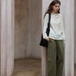 Cotton blend wide-leg slight curved pants | 4 color