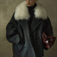 Wool blend large collar sophisticated jacket | 2 color