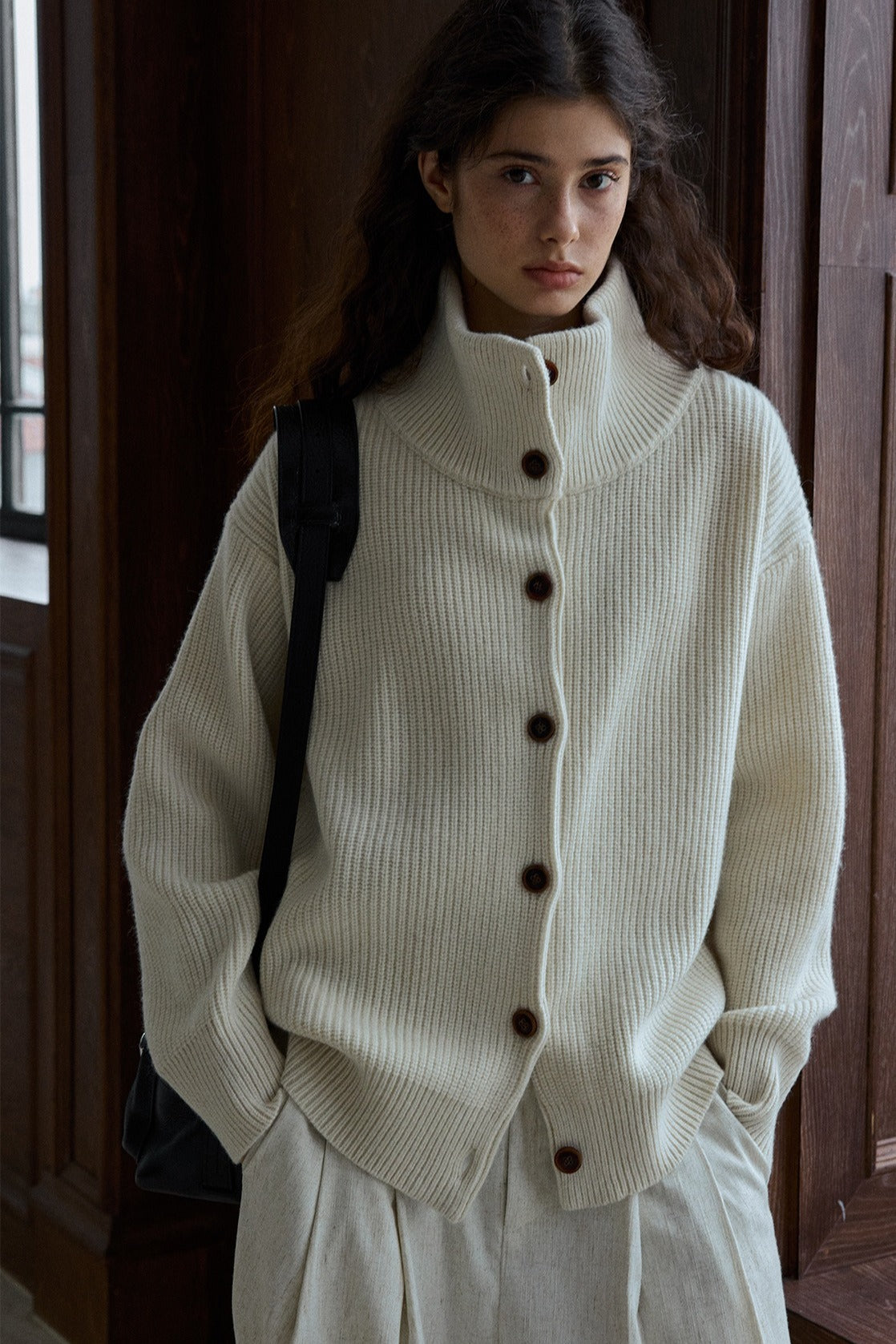 100% wool loose fit chunky knit cardigan | 4 color