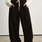 Soft drape elastic drawstring waist casual pants | 4 color
