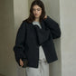 Wool-alpaca scarf-collar elegant jacket | 3 color