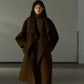 Wool & rabbit fur & silk large lapel overcoat | 4 color