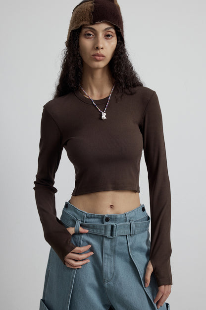 Elastic basic crop t-shirt | 4 color