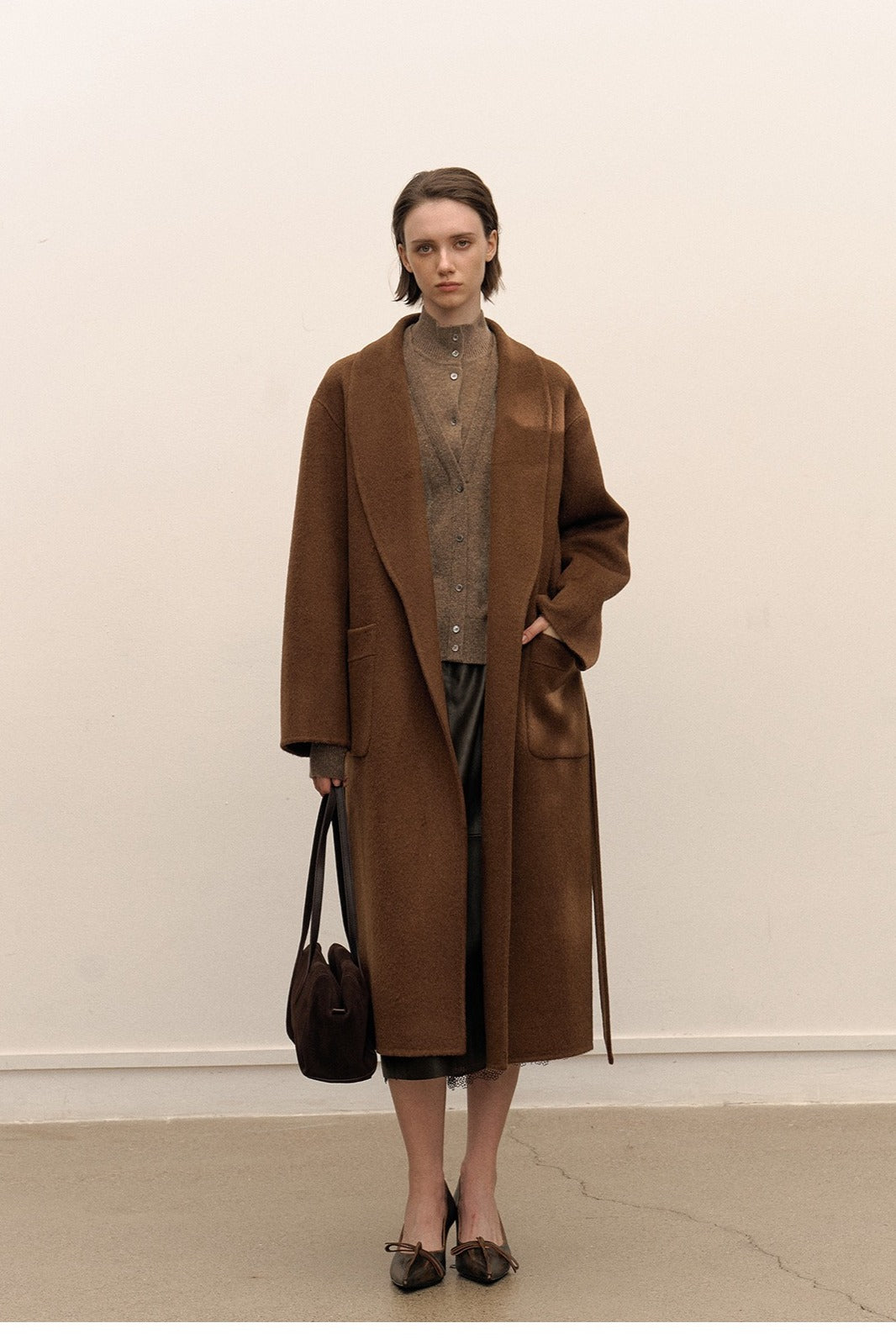Wool-alpaca blend Minimalist coat | 3 color