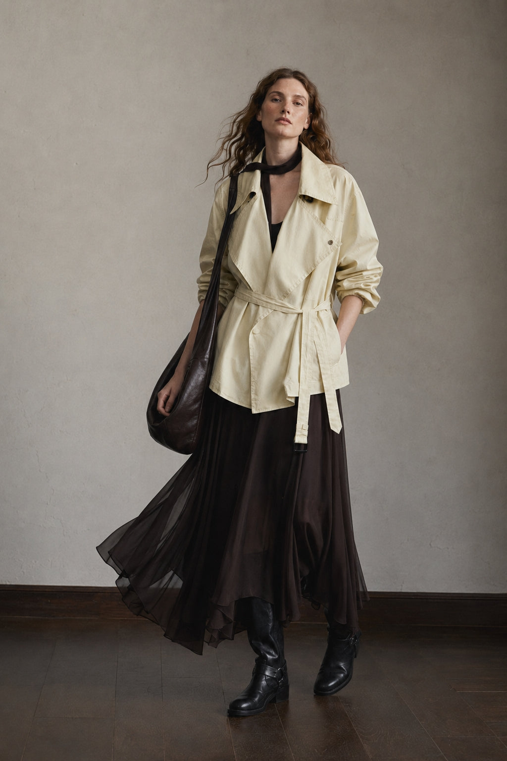 Cotton coated midi trench coat | 2 color