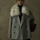 Wool blend large collar sophisticated jacket | 2 color